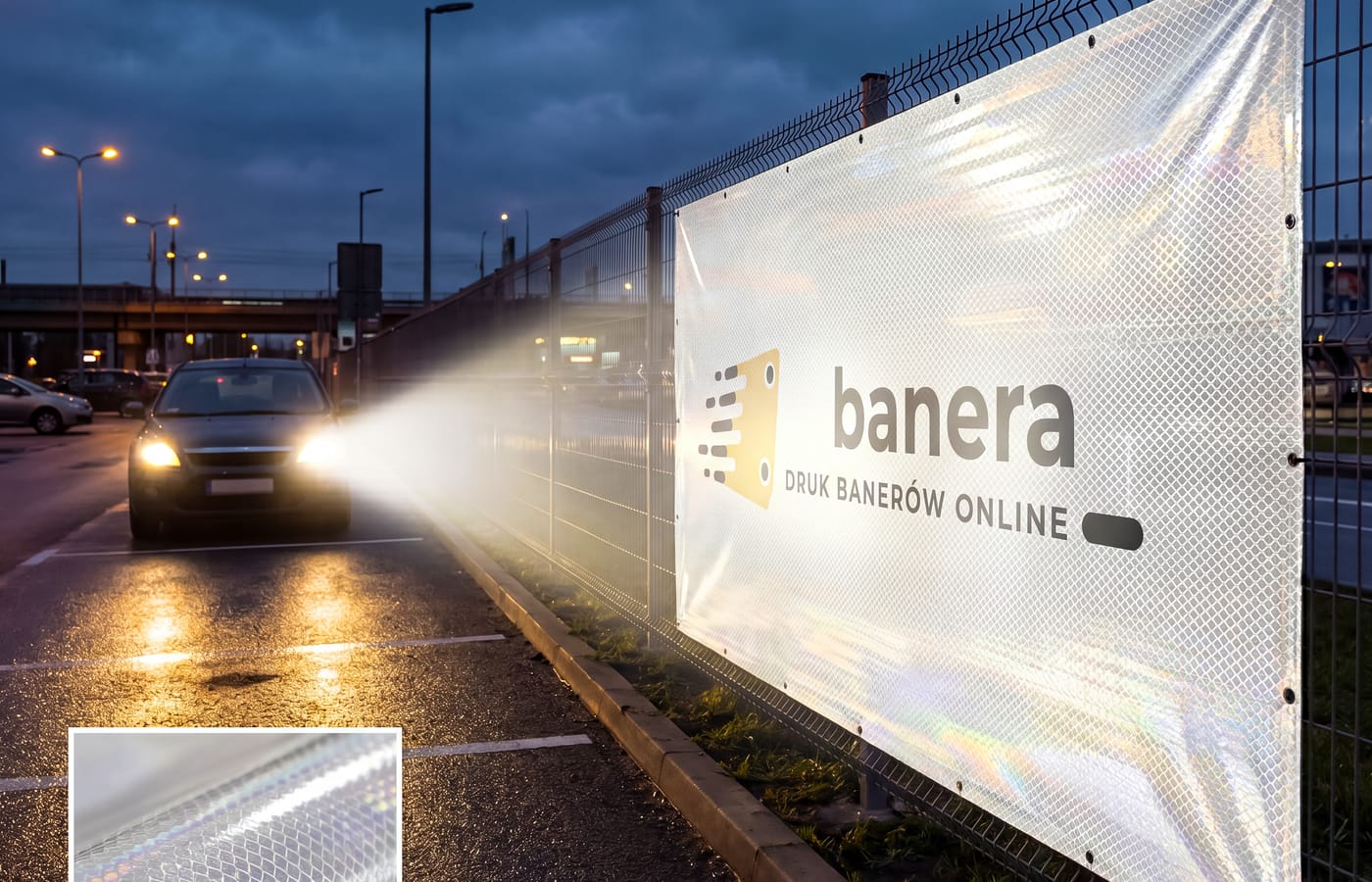 Baner odblaskowy 540 g widoczny po zmroku
